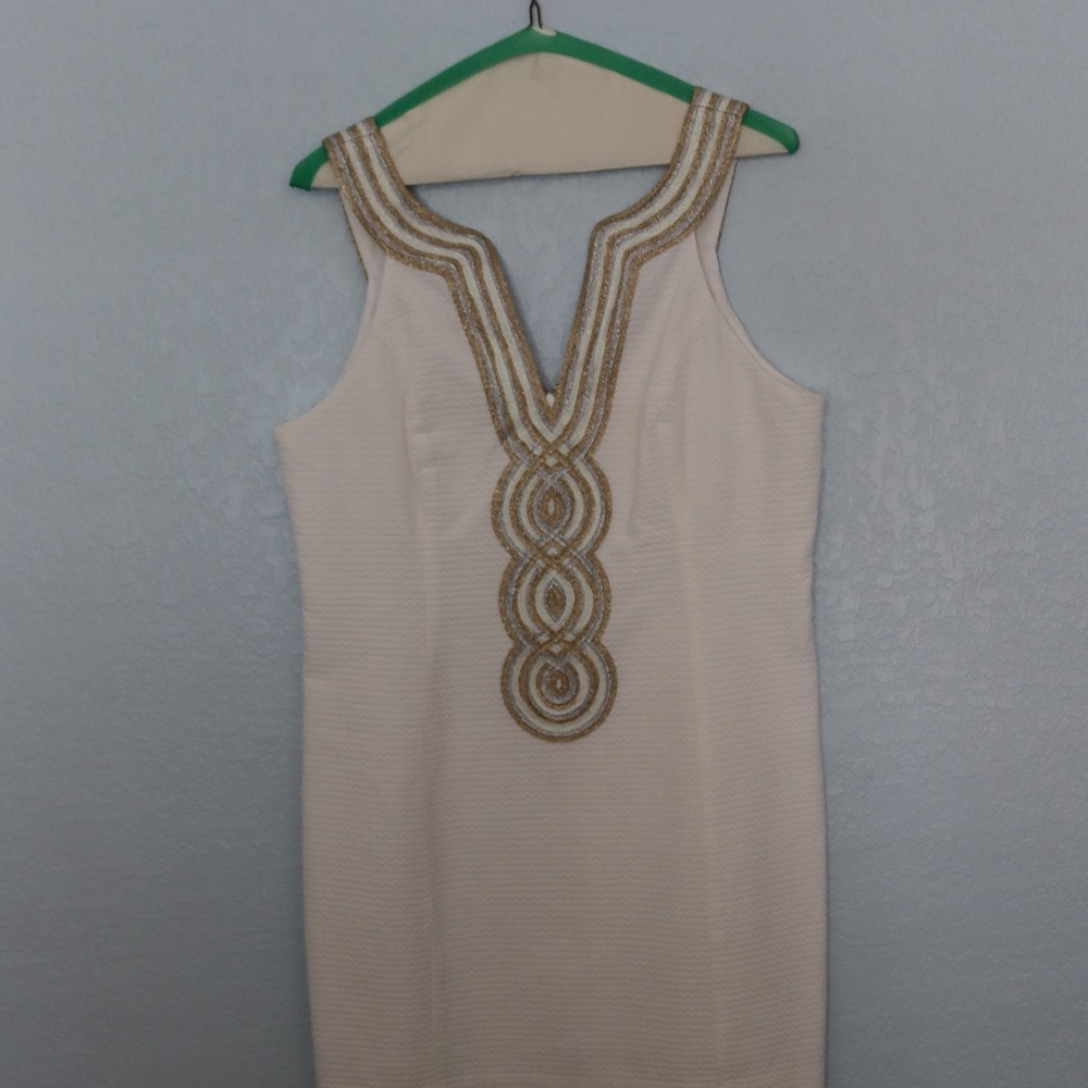 Lilly Pulitzer Valli Shift Dress - White and Gold - Size 12